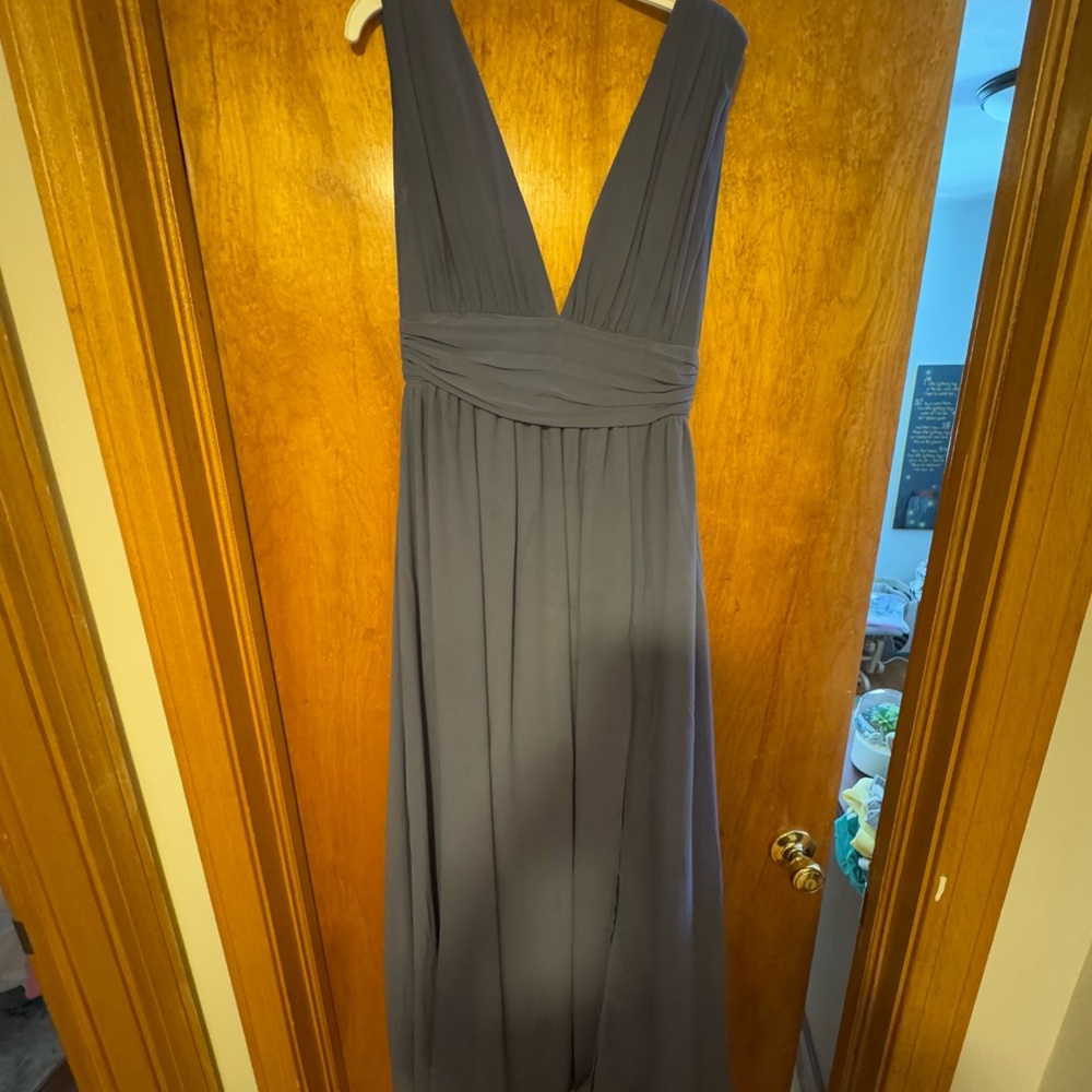 Lulus v neck maxi dress in light blue / denim xs
